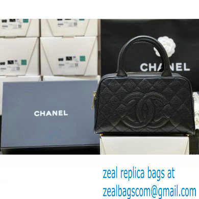 CHANEL CC Quilted Caviar Bowling Bag in Black 2023(ORIGINAL QUALITY)