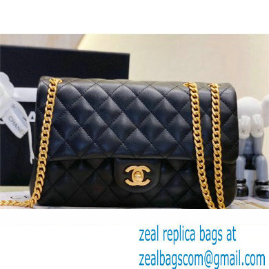 CHANEL SHEEPSKIN MEDIUM CLASSIC FLAP BAG WITH A CAMELLIA AS4046 BLACK 2023