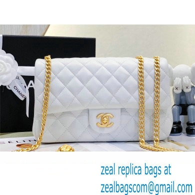 CHANEL SHEEPSKIN MEDIUM CLASSIC FLAP BAG WITH A CAMELLIA AS4046 WHITE 2023