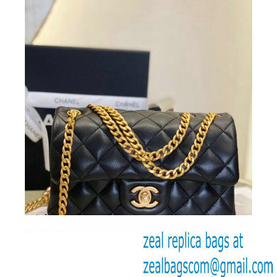 CHANEL SHEEPSKIN SMALL CLASSIC FLAP BAG WITH A CAMELLIA AS4041 BLACK 2023