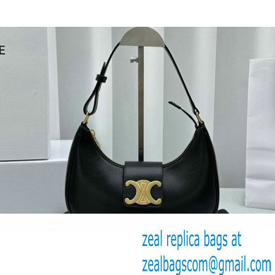 Celine Ava Triomphe Soft Bag in Smooth Calfskin Black