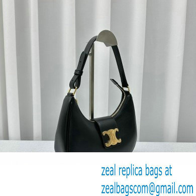 Celine Ava Triomphe Soft Bag in Smooth Calfskin Black