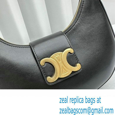 Celine Ava Triomphe Soft Bag in Smooth Calfskin Black
