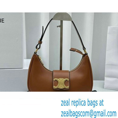 Celine Ava Triomphe Soft Bag in Smooth Calfskin Brown