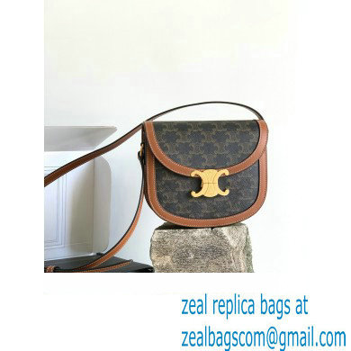 Celine BESACE CLEA BAG in TRIOMPHE Canvas and Calfskin 110413 Tan