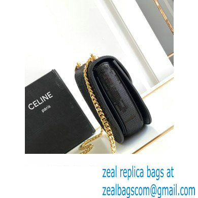 Celine CHAIN BESACE CLEA BAG in SEQUINS AND CALFSKIN 110413 Black