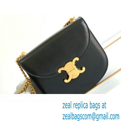 Celine CHAIN BESACE CLEA BAG in Shiny calfskin 110413 Black/Gold