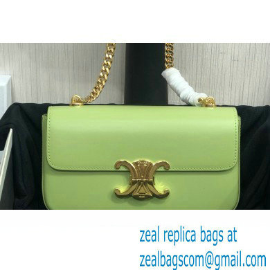 Celine CHAIN SHOULDER BAG triomphe in Shiny calfskin 197993 Green - Click Image to Close