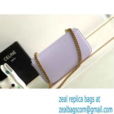 Celine CHAIN SHOULDER BAG triomphe in Shiny calfskin 197993 Light Lavender