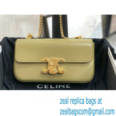 Celine CHAIN SHOULDER BAG triomphe in Shiny calfskin 197993 Olive Green - Click Image to Close