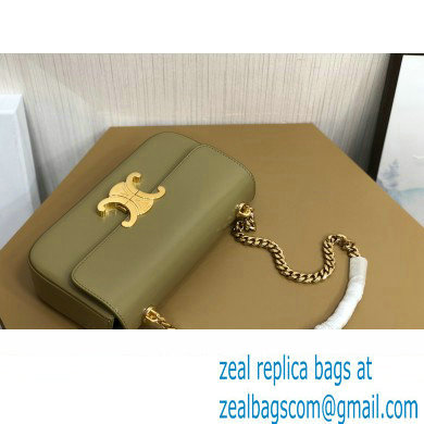 Celine CHAIN SHOULDER BAG triomphe in Shiny calfskin 197993 Olive Green