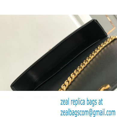 Celine CHAIN SHOULDER BAG triomphe with strass closure in shiny calfskin 197993 Black - Click Image to Close