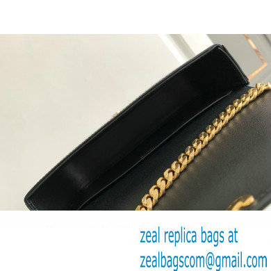 Celine CHAIN SHOULDER BAG triomphe with strass closure in shiny calfskin 197993 Black