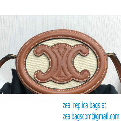 Celine CROSSBODY OVAL PURSE cuir triomphe in TEXTILE TRIOMPHE AND CALFSKIN Natural / Tan 101703