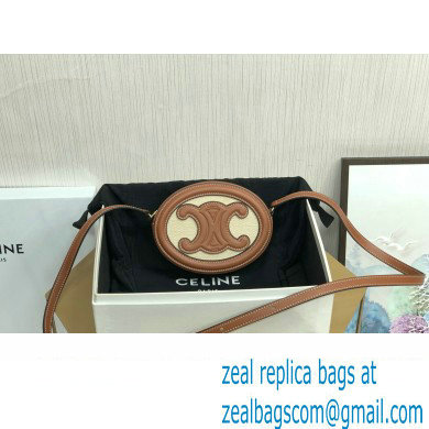 Celine CROSSBODY OVAL PURSE cuir triomphe in TEXTILE TRIOMPHE AND CALFSKIN Natural / Tan 101703