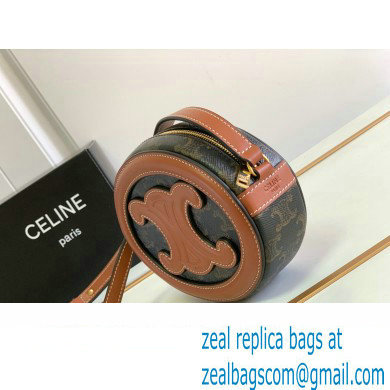 Celine CROSSBODY OVAL PURSE cuir triomphe in Triomphe canvas and calfskin Tan 101703 - Click Image to Close