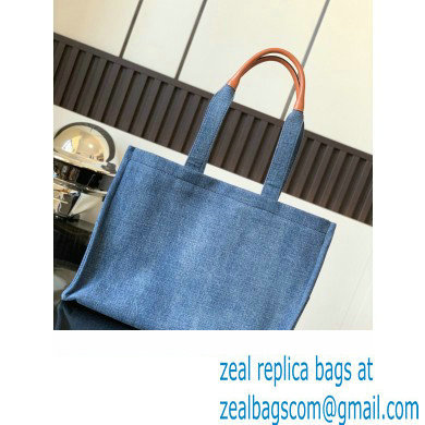 Celine Large Cabas Thais Bag In Denim 196762 Navy Tan 2023