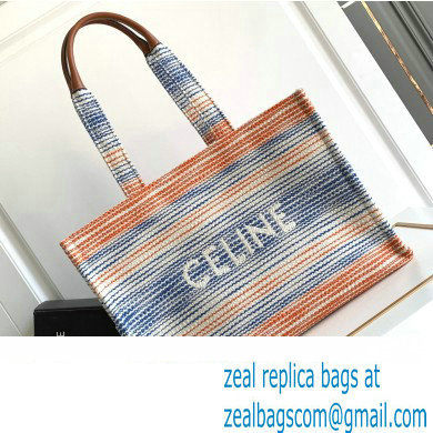 Celine Large Cabas Thais Bag In Striped Textile With Celine 196762 Multicolor 2023