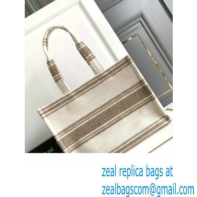 Celine Large Cabas Thais Bag In Striped Textile With Celine Jacquard 196762 Beige/Brown 2023