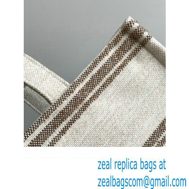 Celine Large Cabas Thais Bag In Striped Textile With Celine Jacquard 196762 Beige/Brown 2023 - Click Image to Close