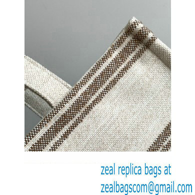 Celine Large Cabas Thais Bag In Striped Textile With Celine Jacquard 196762 Beige/Brown 2023