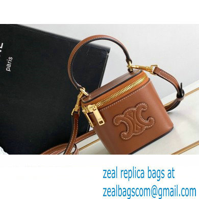 Celine MINI VANITY CASE CUIR TRIOMPHE Bag in SMOOTH CALFSKIN 10J763 Brown - Click Image to Close