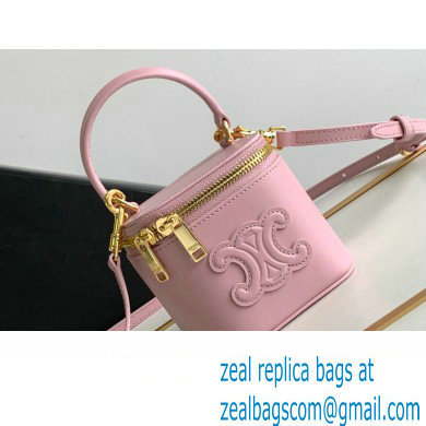 Celine MINI VANITY CASE CUIR TRIOMPHE Bag in SMOOTH CALFSKIN 10J763 Pink - Click Image to Close