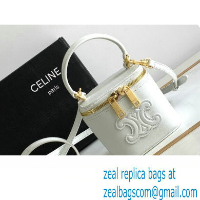 Celine MINI VANITY CASE CUIR TRIOMPHE Bag in SMOOTH CALFSKIN 10J763 White - Click Image to Close