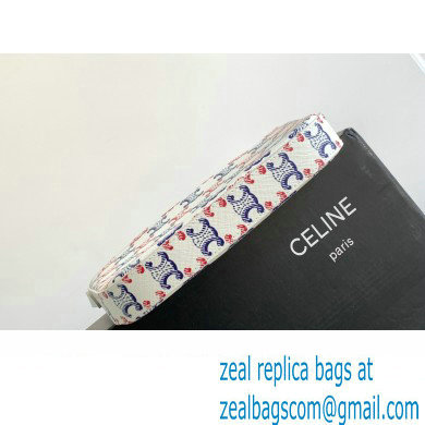 Celine Medium Celine Croque Bag in Triomphe canvas and calfskin Blue/Red 112273