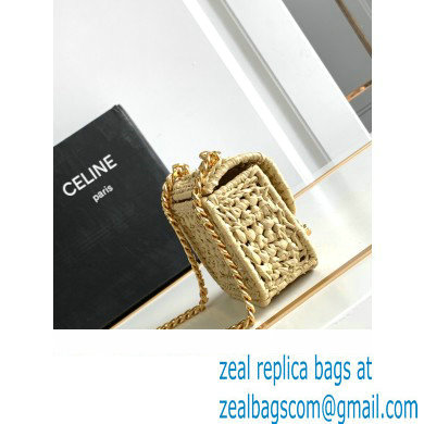 Celine Mini Triomphe on chain Bag in RAFFIA Natural 10K392
