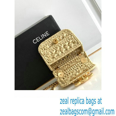 Celine Mini Triomphe on chain Bag in RAFFIA Natural 10K392