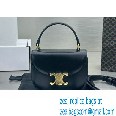 Celine Mini besace triomphe Bag in SHINY CALFSKIN Black