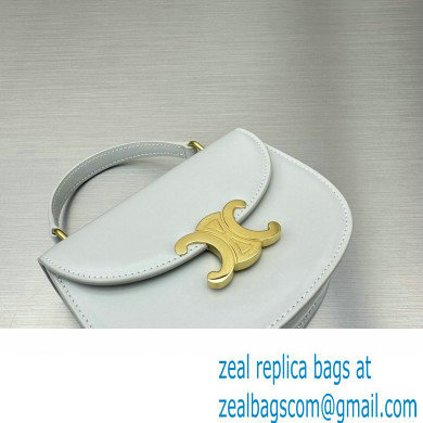 Celine Mini besace triomphe Bag in SHINY CALFSKIN White