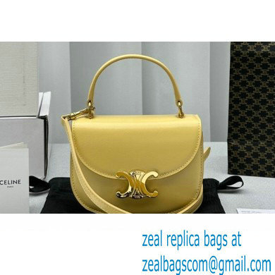 Celine Mini besace triomphe Bag in SHINY CALFSKIN Yellow - Click Image to Close