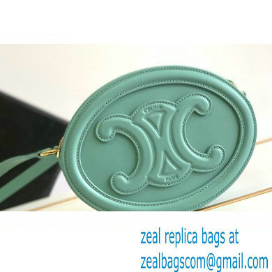 Celine OVAL BAG CUIR TRIOMPHE in SMOOTH CALFSKIN 198603 Cyan - Click Image to Close