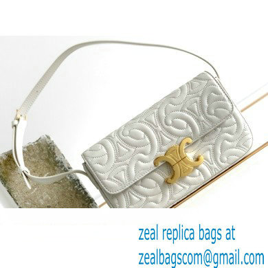 Celine SHOULDER BAG triomphe in QUILTED TRIOMPHE LAMBSKIN 194143 White