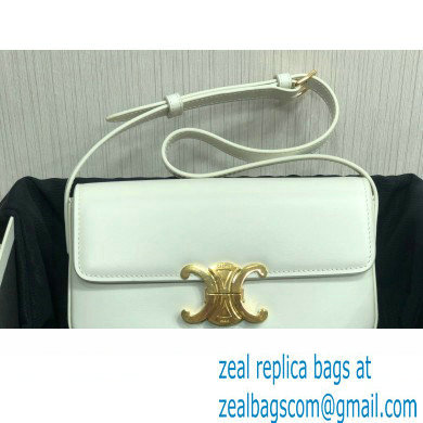 Celine SHOULDER BAG triomphe in Shiny calfskin 194143 White