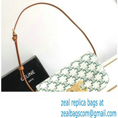 Celine SHOULDER BAG triomphe in TRIOMPHE Canvas and Calfskin 194143 Green - Click Image to Close
