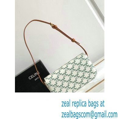Celine SHOULDER BAG triomphe in TRIOMPHE Canvas and Calfskin 194143 Green