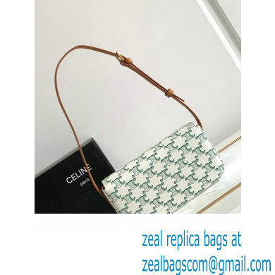 Celine SHOULDER BAG triomphe in TRIOMPHE Canvas and Calfskin 194143 Green - Click Image to Close