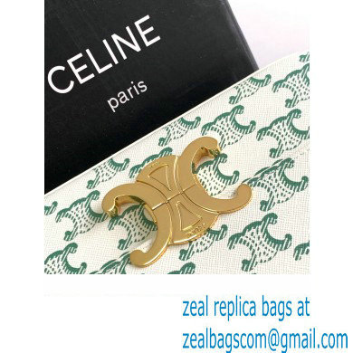 Celine SHOULDER BAG triomphe in TRIOMPHE Canvas and Calfskin 194143 Green - Click Image to Close