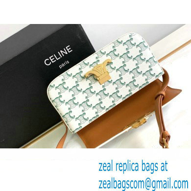 Celine SHOULDER BAG triomphe in TRIOMPHE Canvas and Calfskin 194143 Green - Click Image to Close