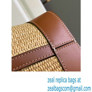 Celine SMALL BUCKET CUIR TRIOMPHE Bag in RAFFIA EFFECT TEXTILE AND CALFSKIN Natural / Tan 198243