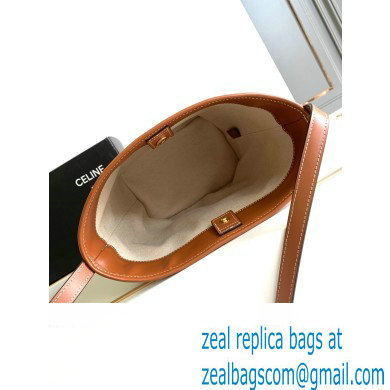 Celine SMALL BUCKET CUIR TRIOMPHE Bag in STRIPED TEXTILE AND CALFSKIN Beige 198243 - Click Image to Close
