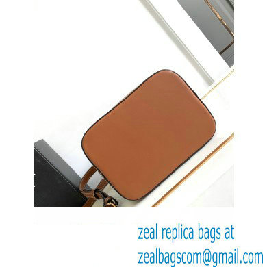 Celine SMALL BUCKET CUIR TRIOMPHE Bag in TEXTILE and Calfskin Khaki/Tan 198243