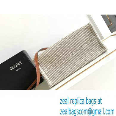 Celine Small Cabas Thais Bag In Striped Textile 199162 Beige 2023 - Click Image to Close