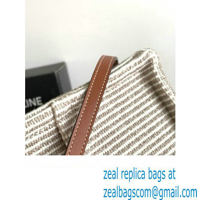Celine Small Cabas Thais Bag In Striped Textile 199162 Beige 2023 - Click Image to Close
