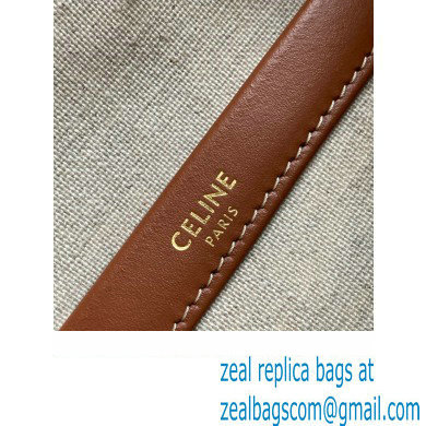 Celine Small Cabas Thais Bag In Striped Textile 199162 Beige 2023 - Click Image to Close