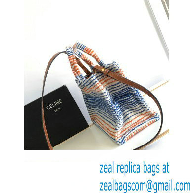 Celine Small Cabas Thais Bag In Striped Textile With Celine 199162 Multicolor 2023 - Click Image to Close