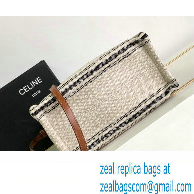 Celine Small Cabas Thais Bag In Striped Textile With Celine Jacquard 199162 Beige/Black 2023